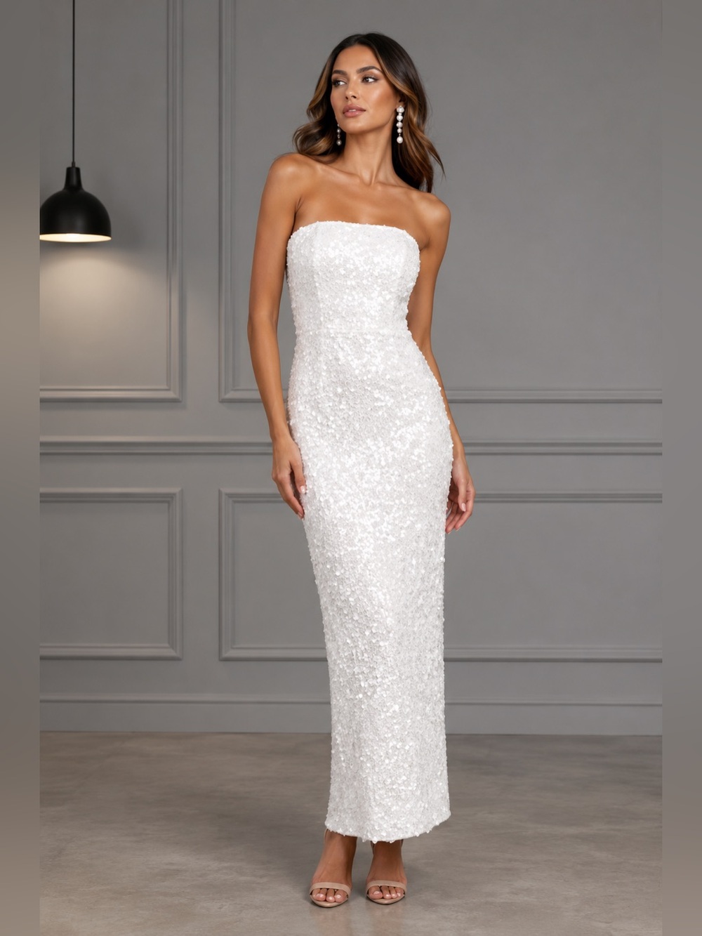 Helsi Leslie Sequin Stretch Velvet Column Gown S